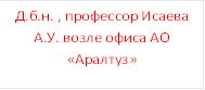 Д.б.н. , профессор Исаева А.У. возле офиса АО «Аралтуз»